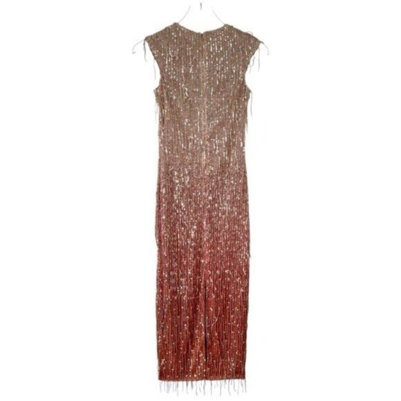 NWT Saint Art Aida Sequin Fringe Rose Gold Ombre Sleeveless Dress Size XXS - Picture 9 of 12